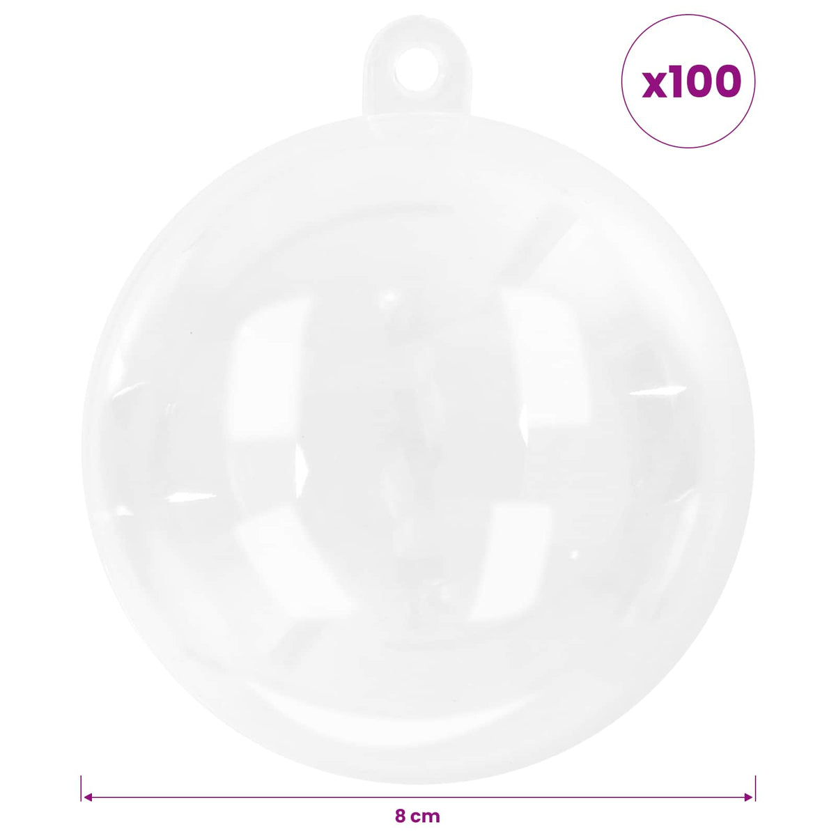 Kalėdų kamuoliukų rinkinys 100 vnt. Skaidrus Skersmuo 8 cm