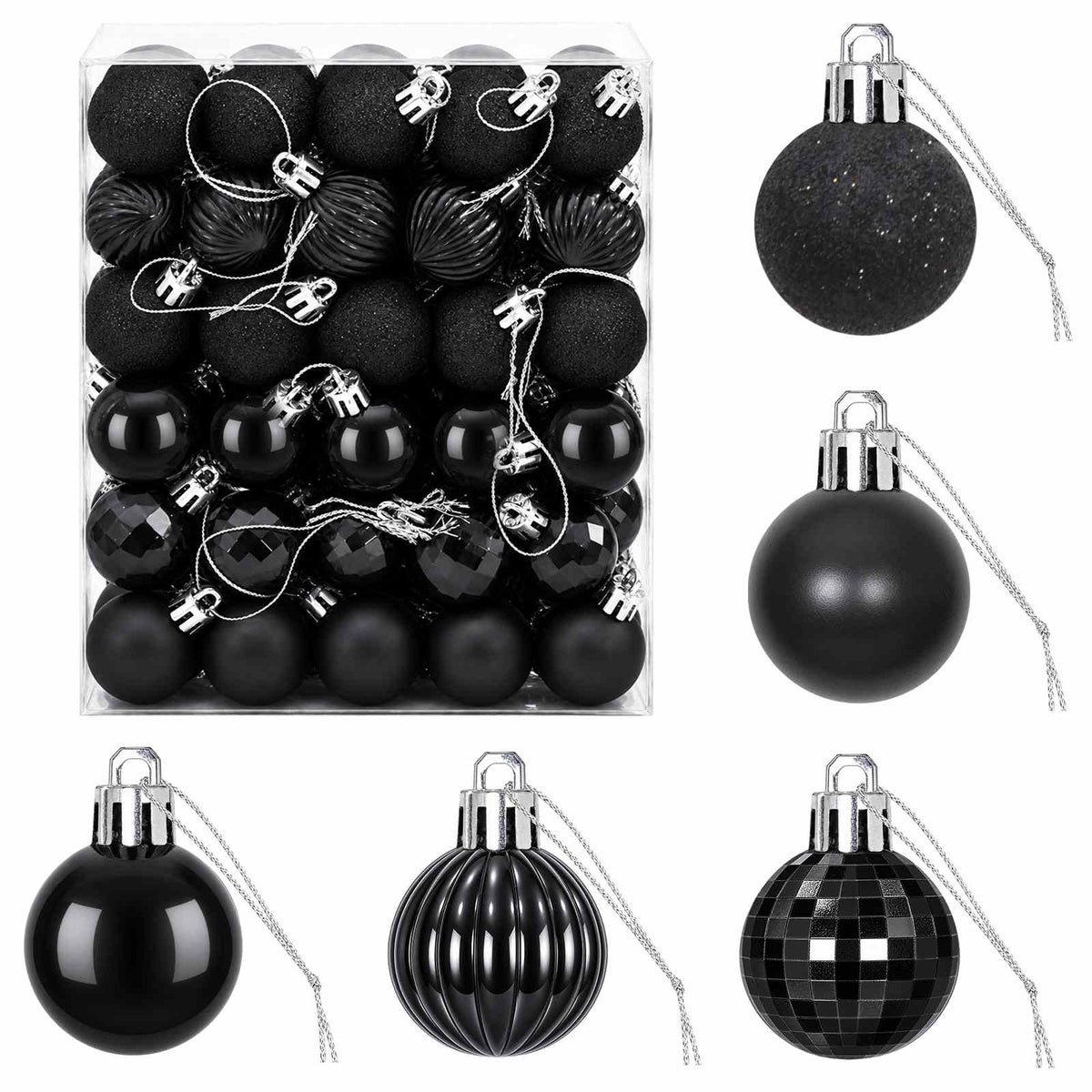 Kalėdų kamuoliukų rinkinys 150 vnt. Juoda 3 cm Polystirenas