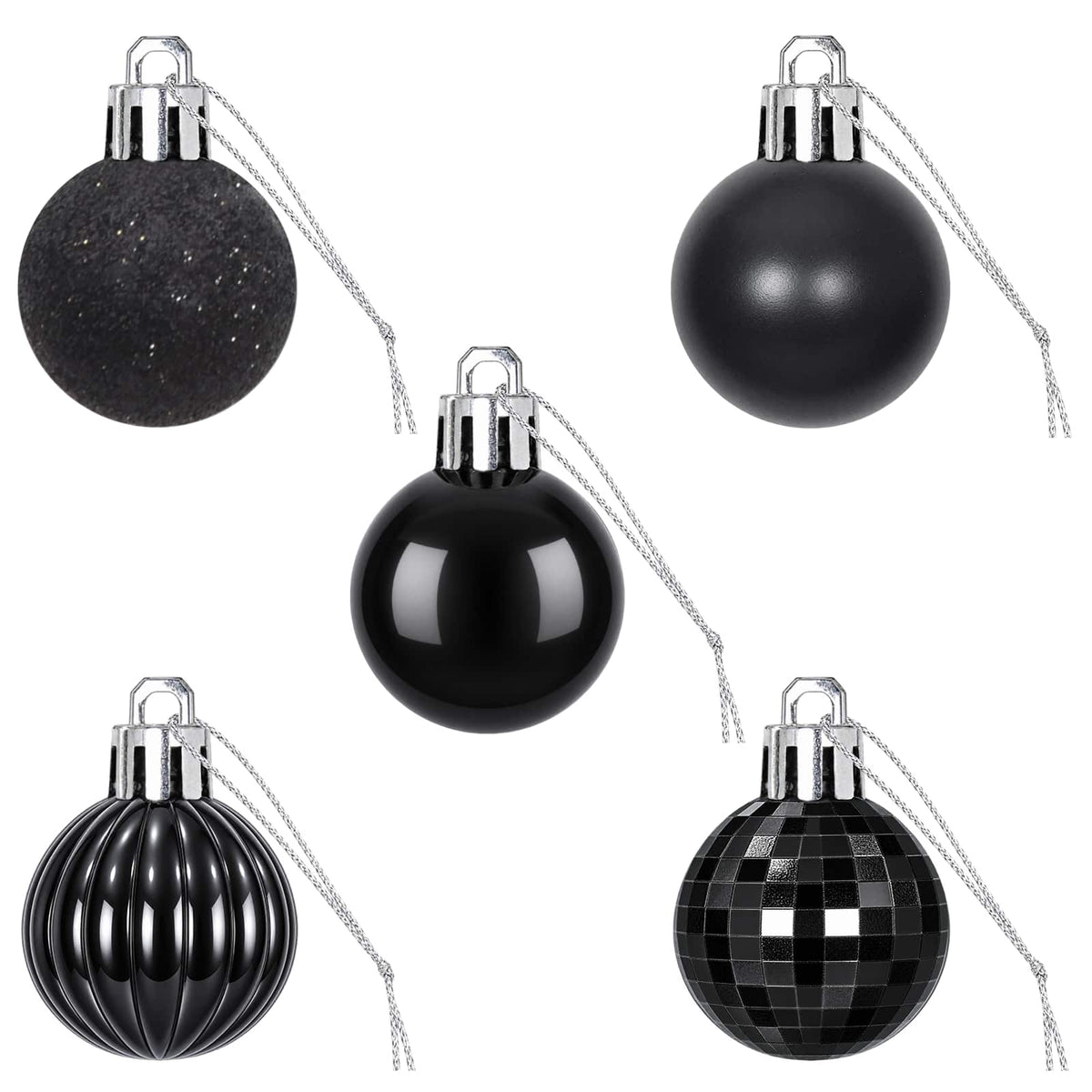 Kalėdų kamuoliukų rinkinys 150 vnt. Juoda 3 cm Polystirenas