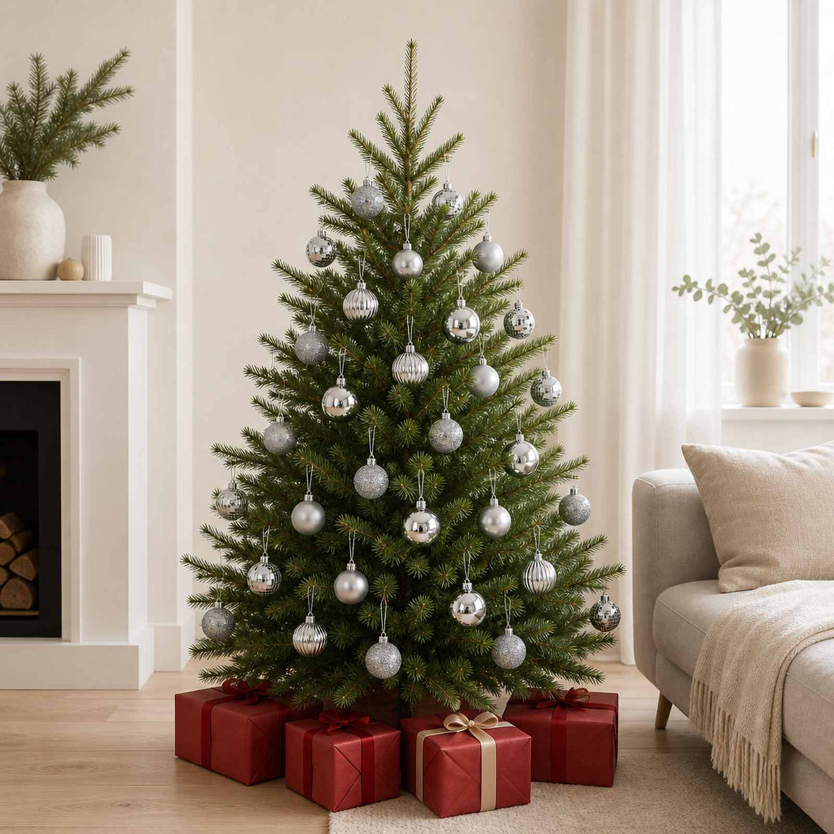 Kalėdų kamuoliukų rinkinys 150 vnt. Pilka 3 cm Polystirenas