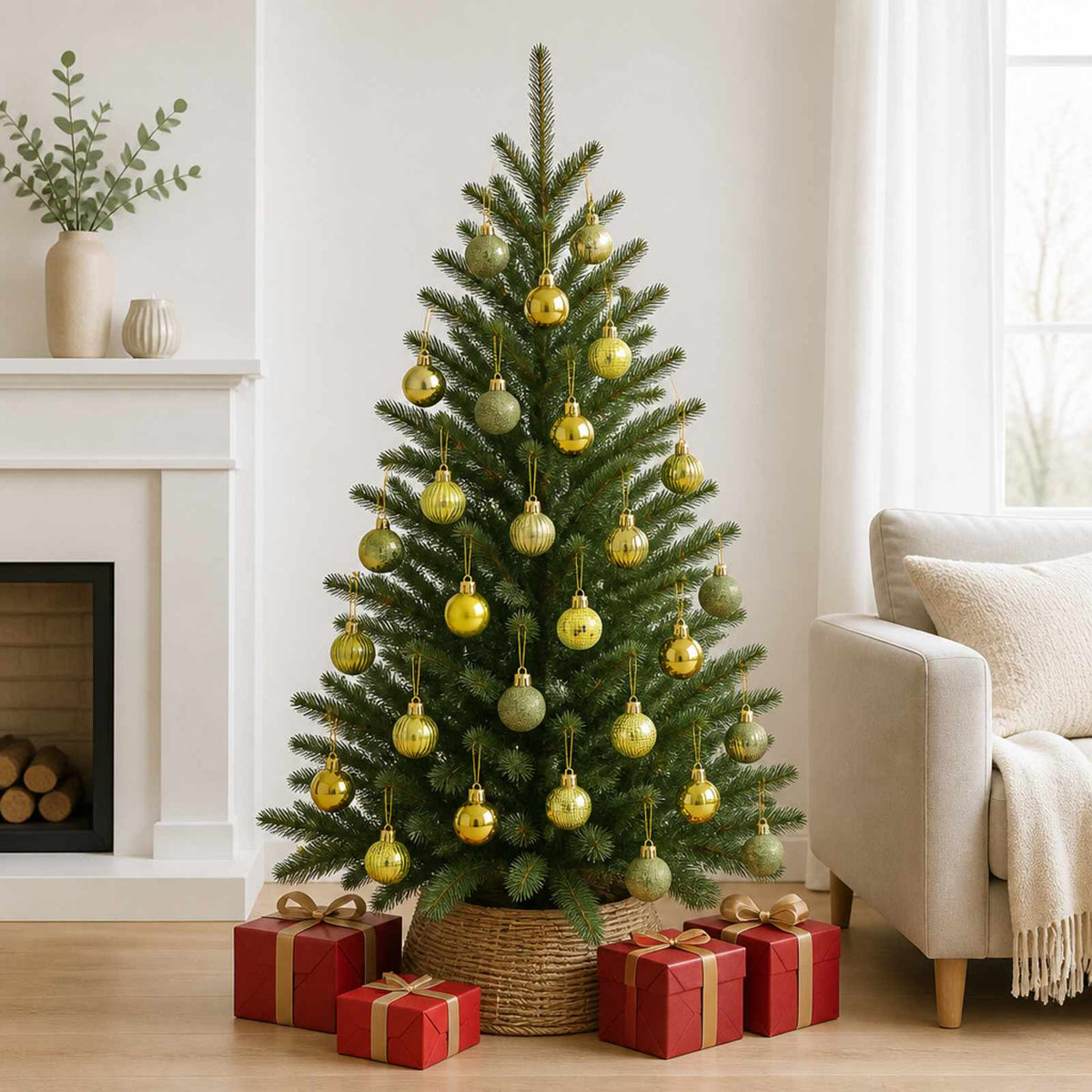 Kalėdų kamuoliukų rinkinys 150 vnt. Šviesiai žalia 3 cm