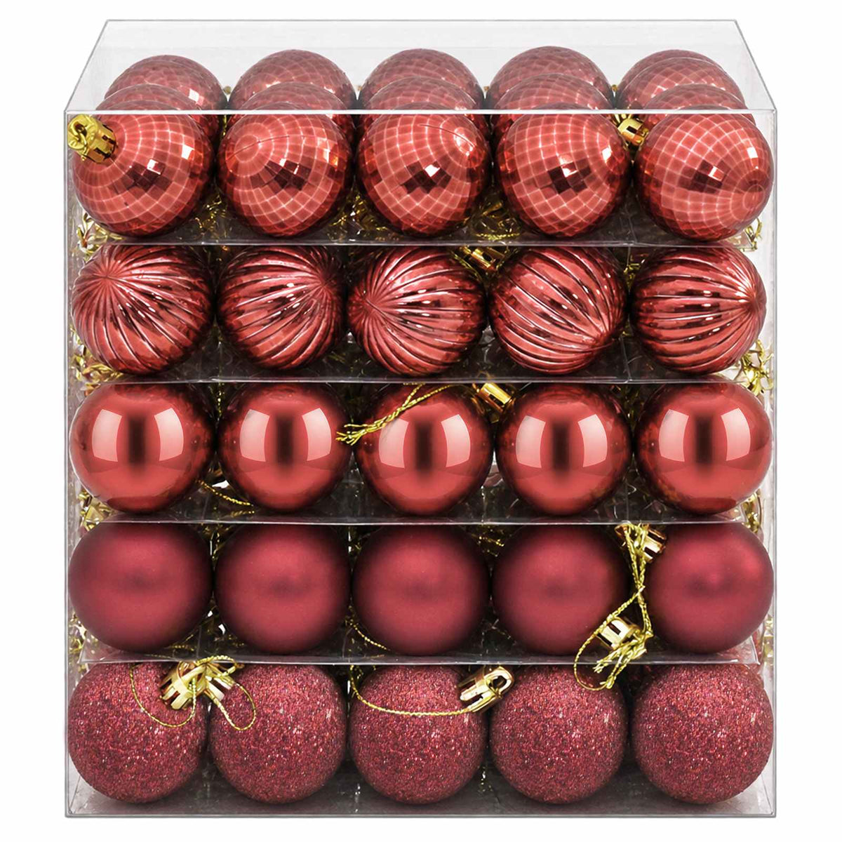 Kalėdų kamuoliukų rinkinys 150 vnt. Vyno raudona 3 cm