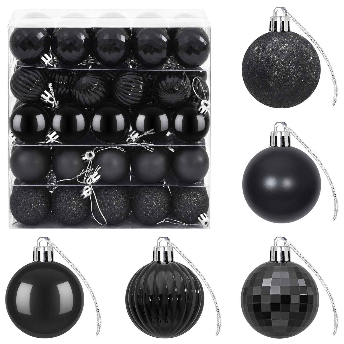 Kalėdų kamuoliukų rinkinys 100 vnt. Juoda 4 cm Polystirenas