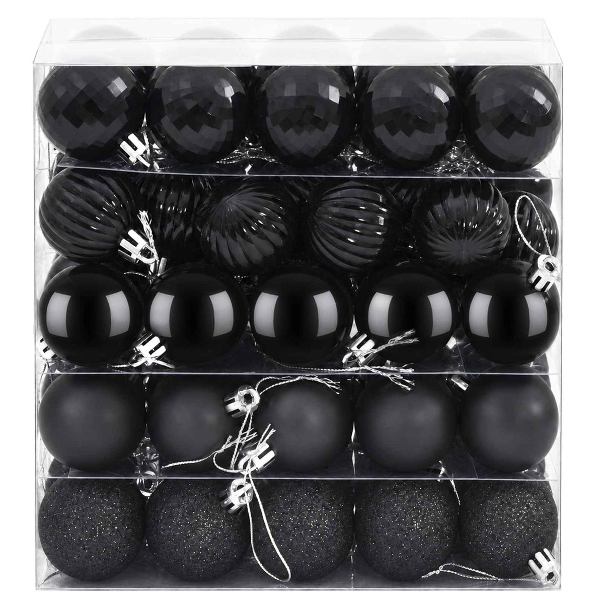 Kalėdų kamuoliukų rinkinys 100 vnt. Juoda 4 cm Polystirenas