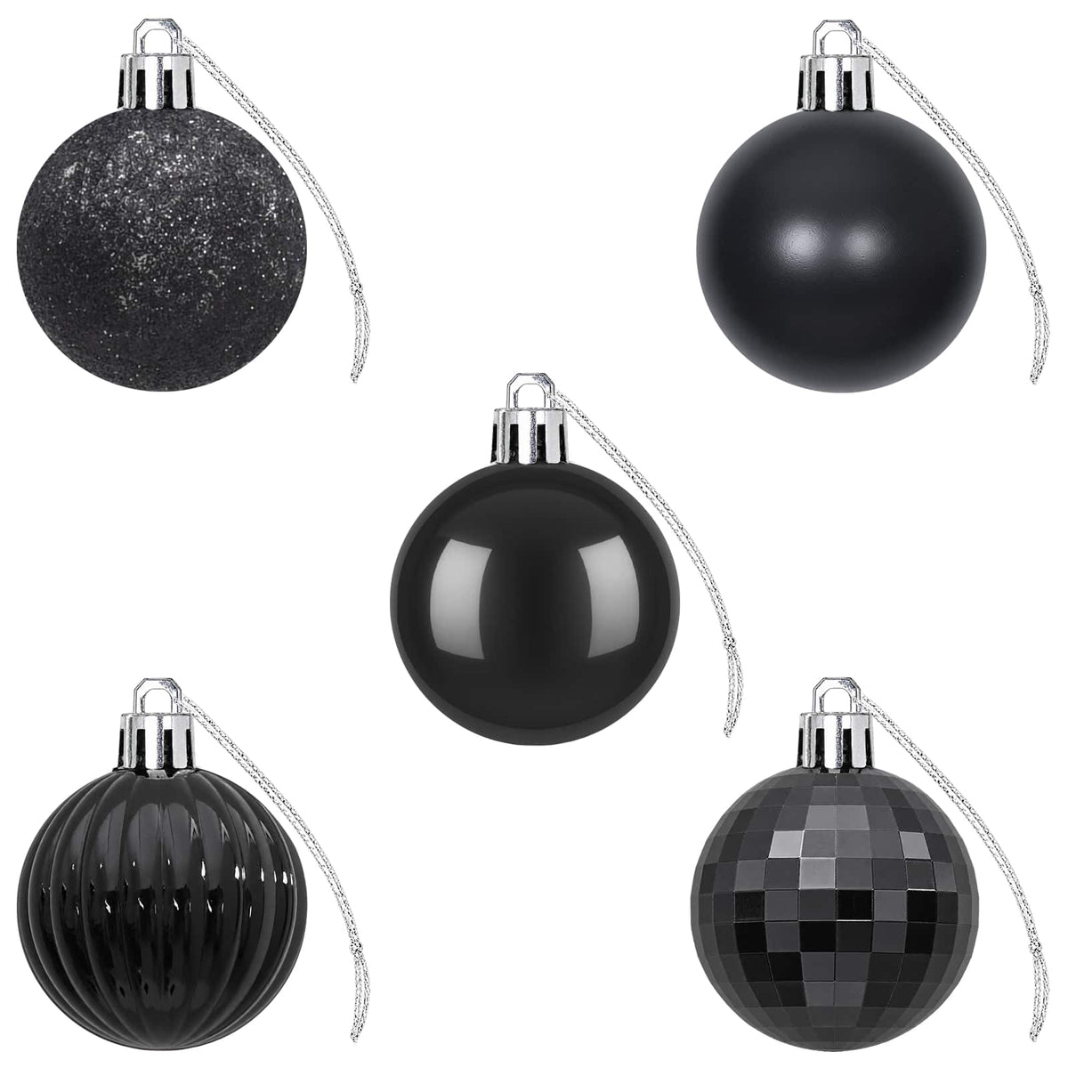 Kalėdų kamuoliukų rinkinys 100 vnt. Juoda 4 cm Polystirenas