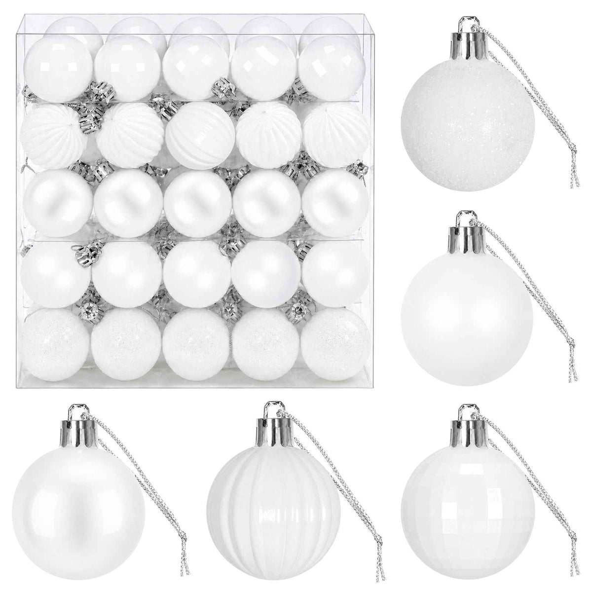 Kalėdų kamuoliukų rinkinys 100 vnt. Balta 4 cm Polystirenas