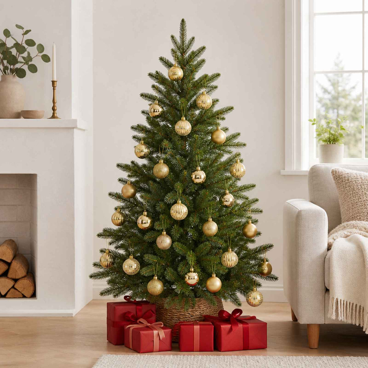 Kalėdų kamuoliukų rinkinys 100 vnt. Auksinė 4 cm Polystirenas