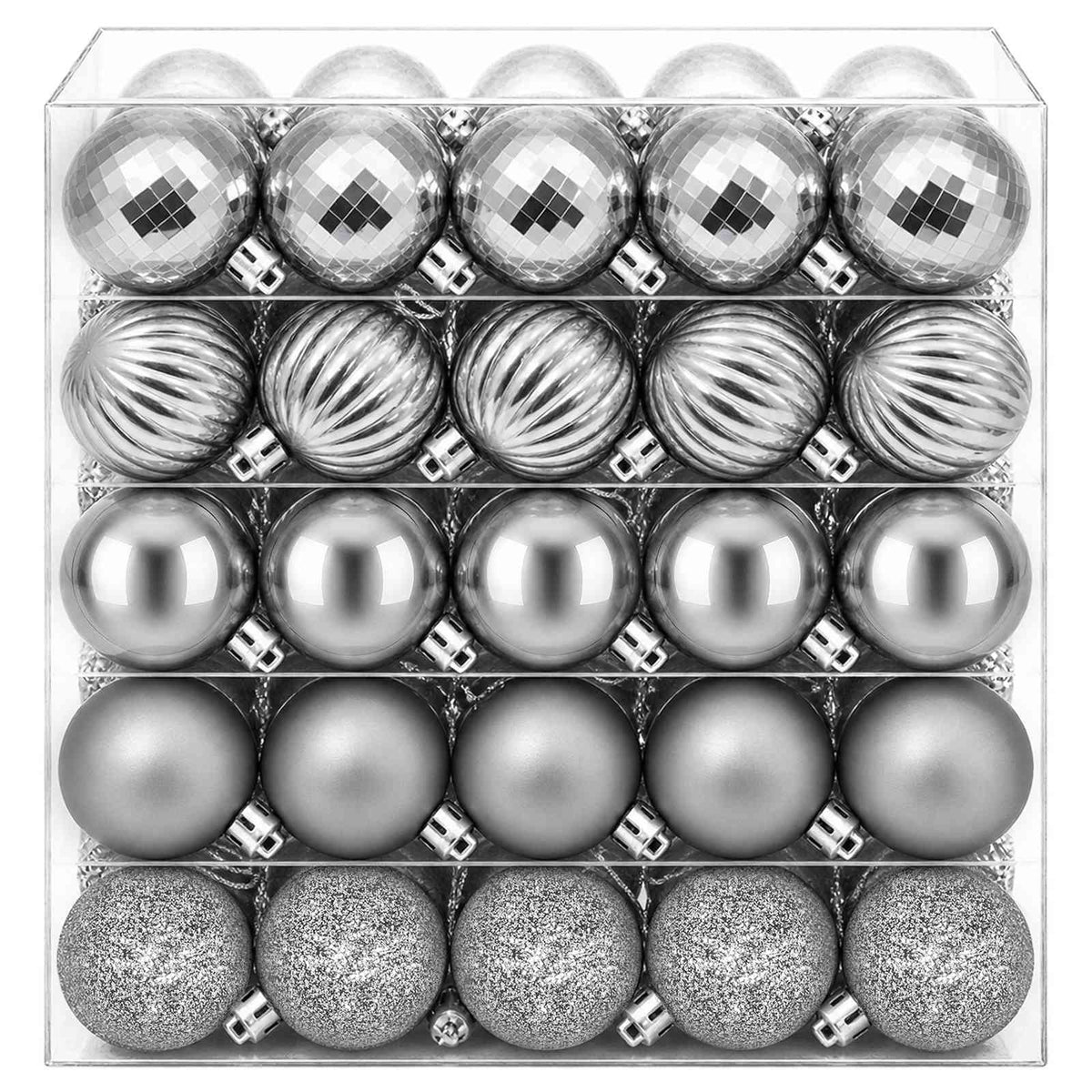 Kalėdų kamuoliukų rinkinys 100 vnt. Pilka 4 cm Polystirenas
