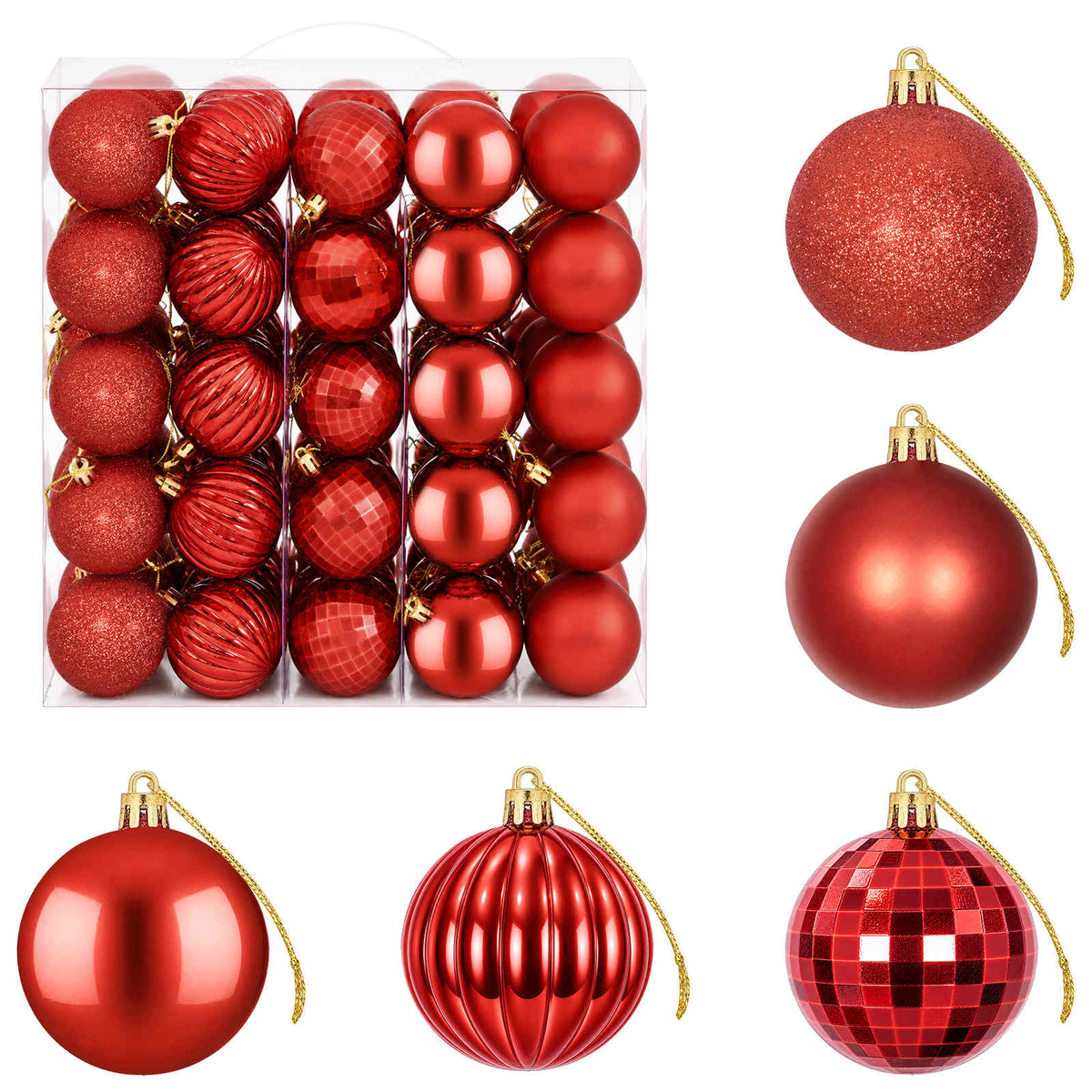Kalėdų kamuoliukų rinkinys 75 vnt. Raudona 6 cm Polystirenas