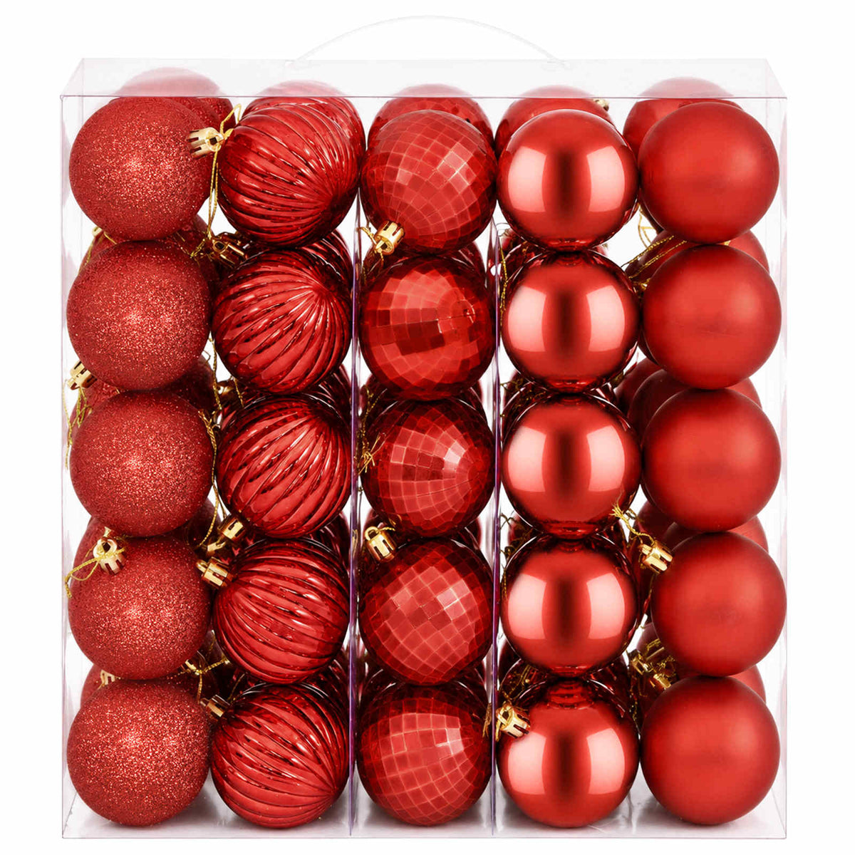 Kalėdų kamuoliukų rinkinys 75 vnt. Raudona 6 cm Polystirenas