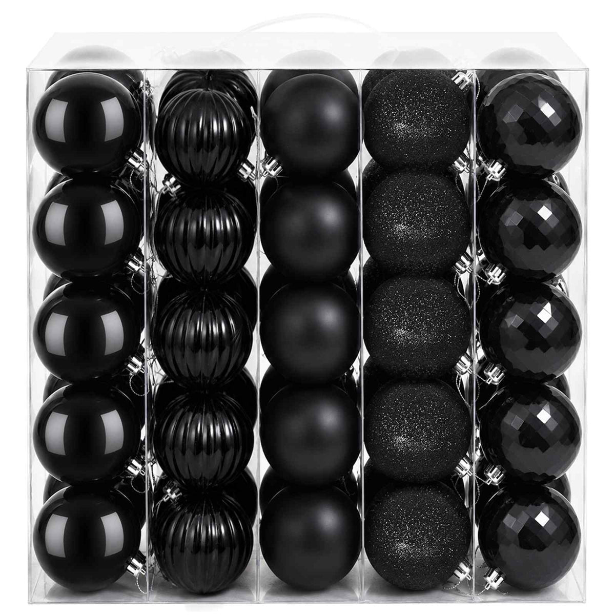 Kalėdų kamuoliukų rinkinys 75 vnt. Juoda 6 cm Polystirenas