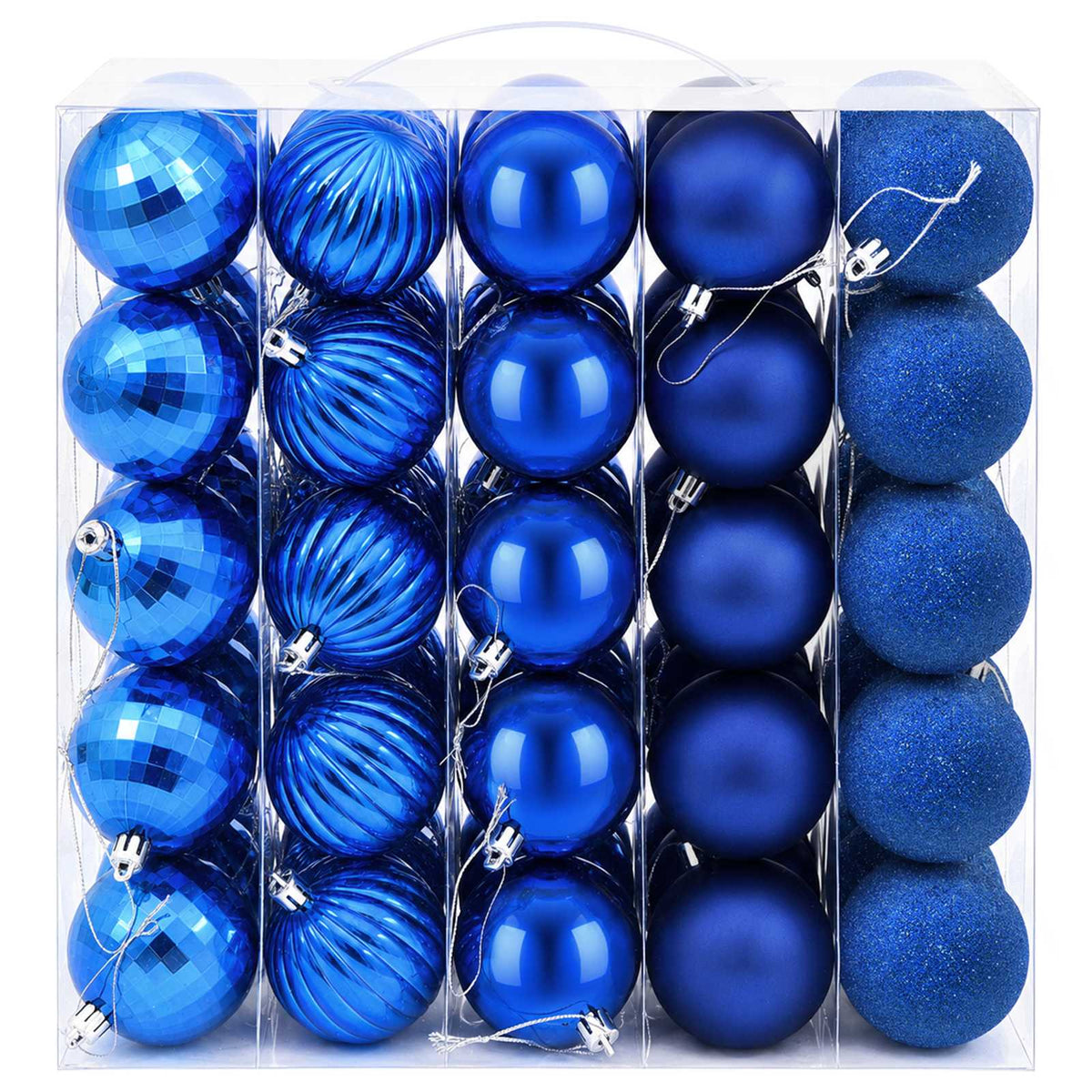 Kalėdų kamuoliukų rinkinys 75 vnt. Mėlyna 6 cm Polystirenas