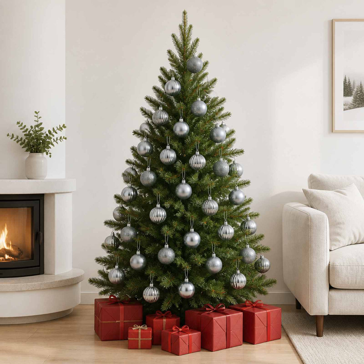 Kalėdų kamuoliukų rinkinys 75 vnt. Pilka 6 cm Polystirenas