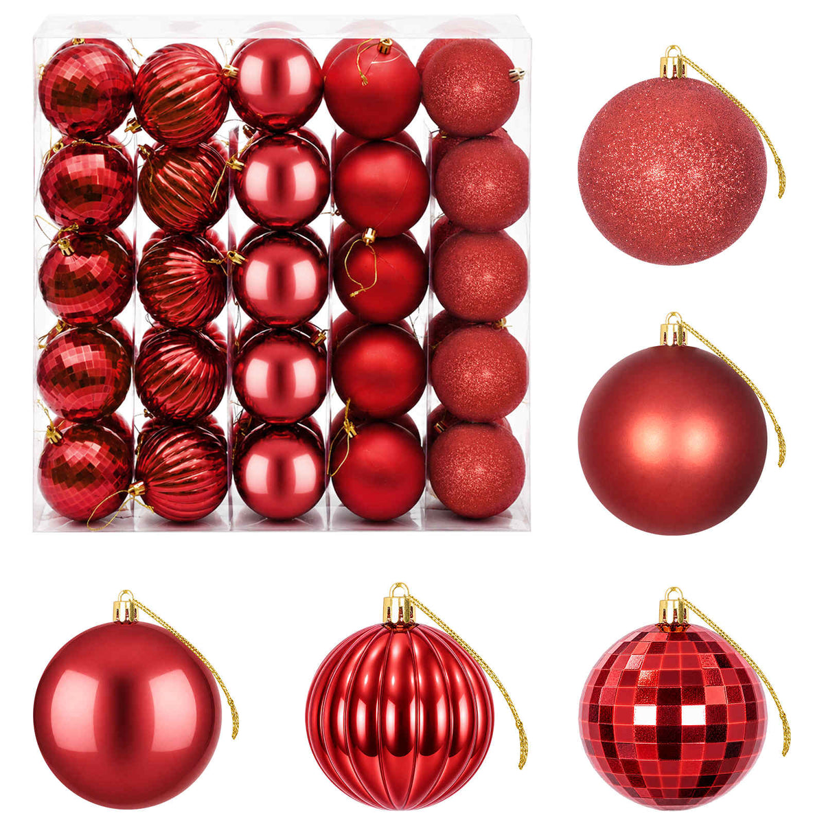Kalėdų kamuoliukų rinkinys 50 vnt. Raudona 8 cm Polystirenas