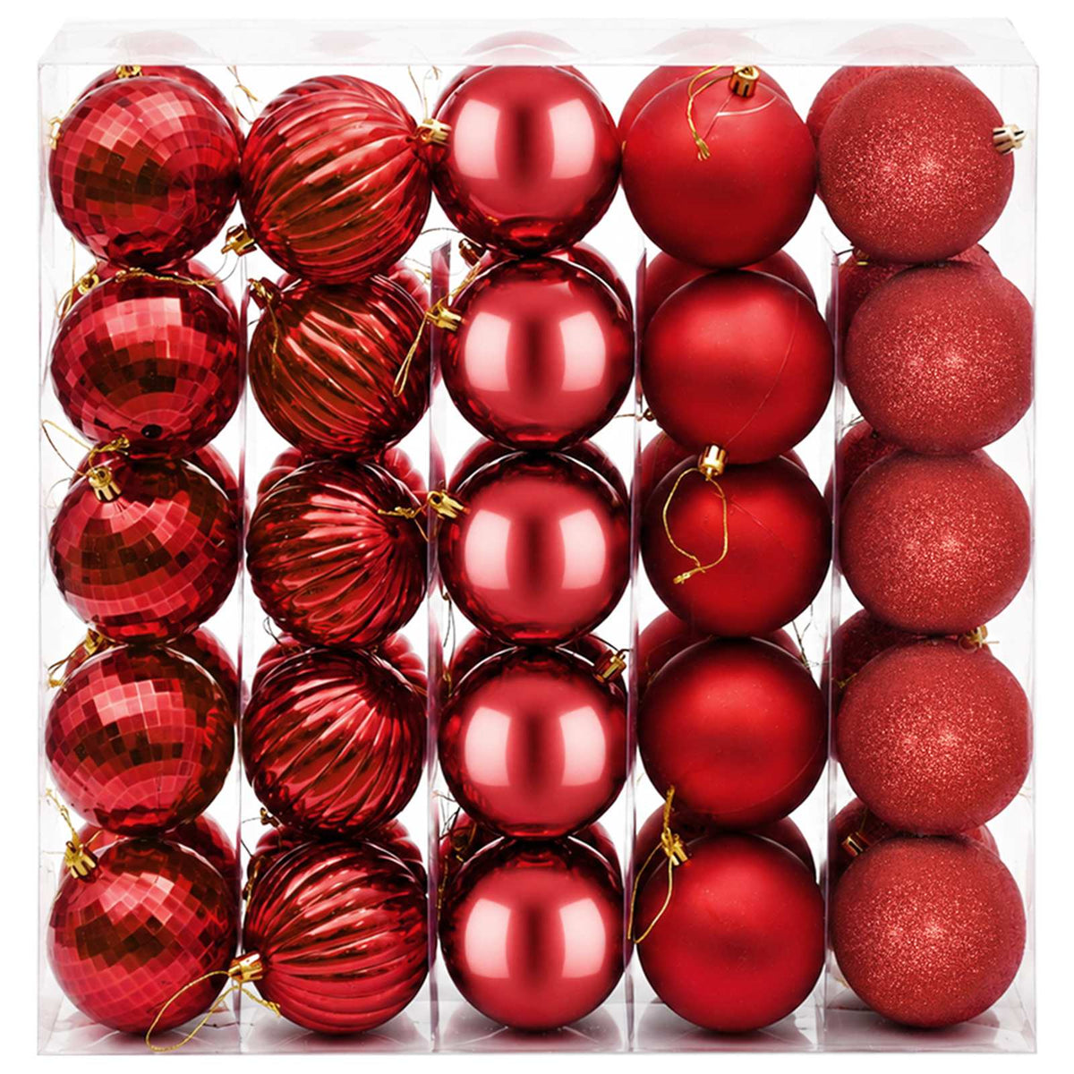 Kalėdų kamuoliukų rinkinys 50 vnt. Raudona 8 cm Polystirenas