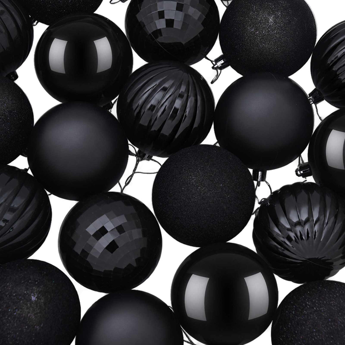 Kalėdų kamuoliukų rinkinys 50 vnt. Juoda 8 cm Polystirenas