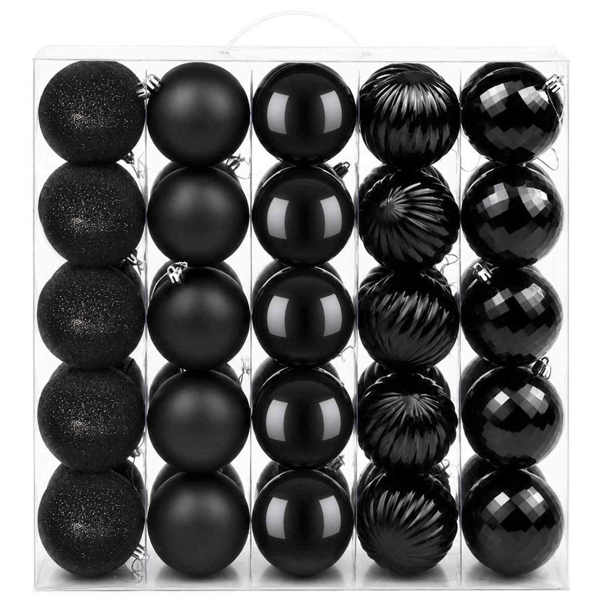 Kalėdų kamuoliukų rinkinys 50 vnt. Juoda 8 cm Polystirenas