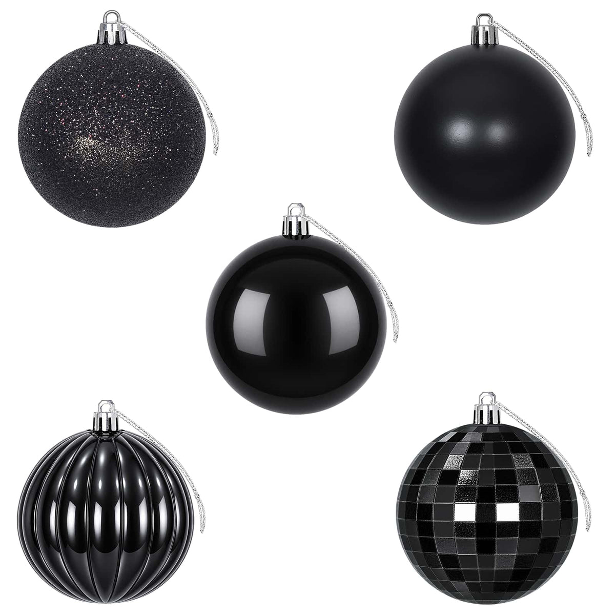 Kalėdų kamuoliukų rinkinys 50 vnt. Juoda 8 cm Polystirenas
