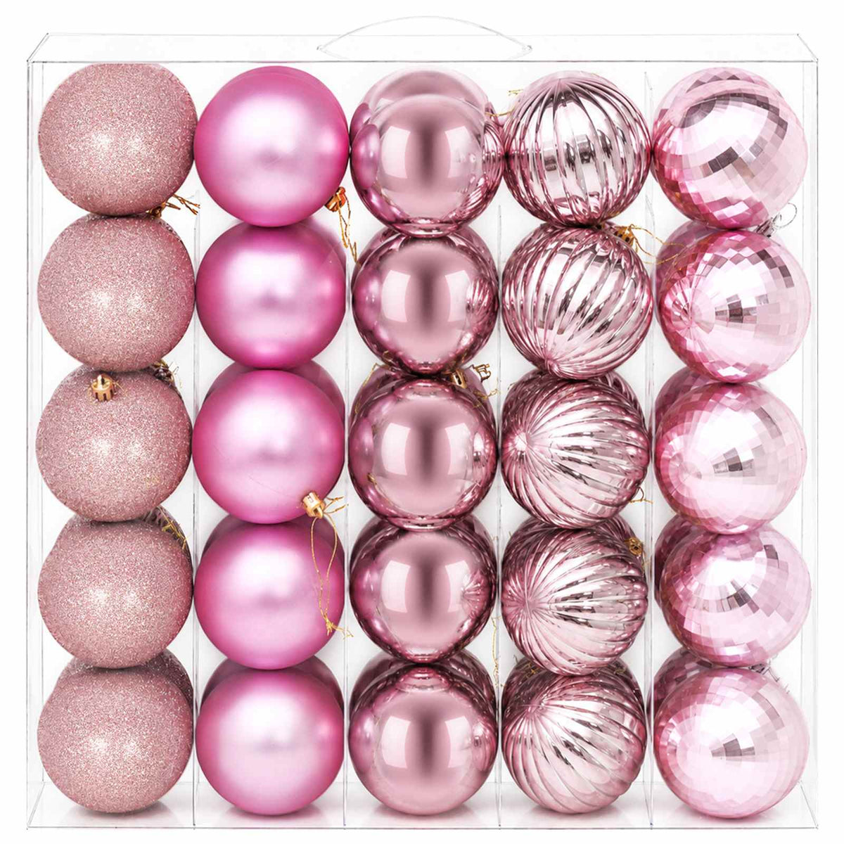 Kalėdų kamuoliukų rinkinys 50 vnt. Rožinė 8 cm Polystirenas