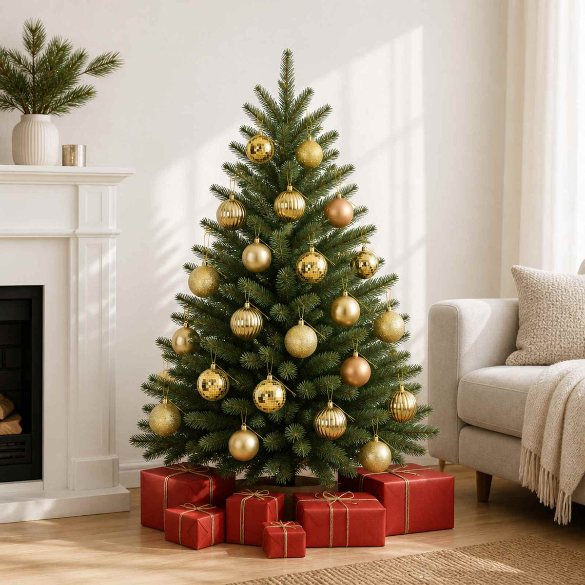 Kalėdų kamuoliukų rinkinys 50 vnt. Auksinė 8 cm Polystirenas