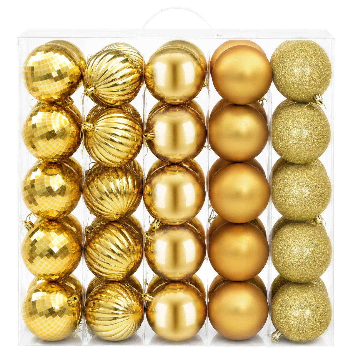 Kalėdų kamuoliukų rinkinys 50 vnt. Auksinė 8 cm Polystirenas