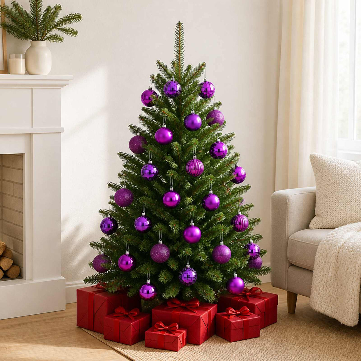 Kalėdų kamuoliukų rinkinys 50 vnt. Alyvos 8 cm Polystirenas