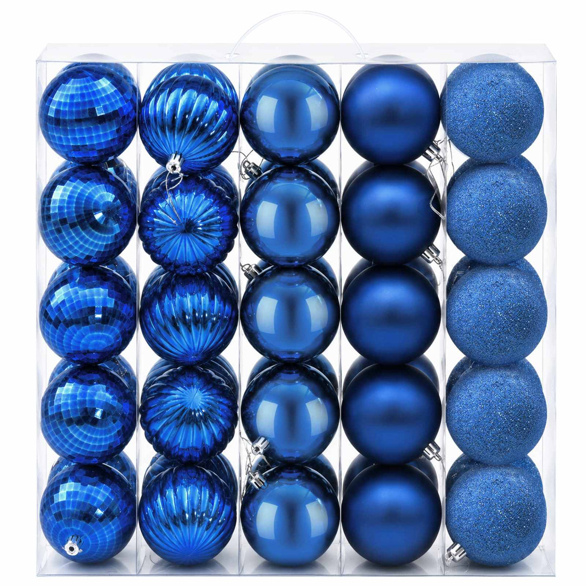 Kalėdų kamuoliukų rinkinys 50 vnt. Mėlyna 8 cm Polystirenas