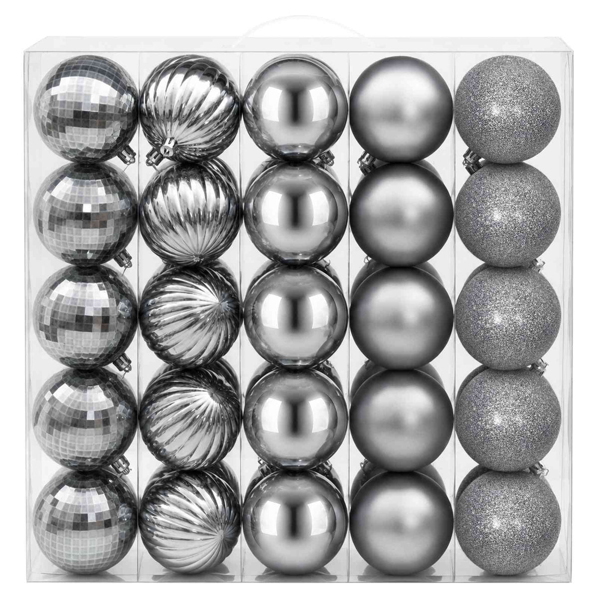 Kalėdų kamuoliukų rinkinys 50 vnt. Pilka 8 cm Polystirenas