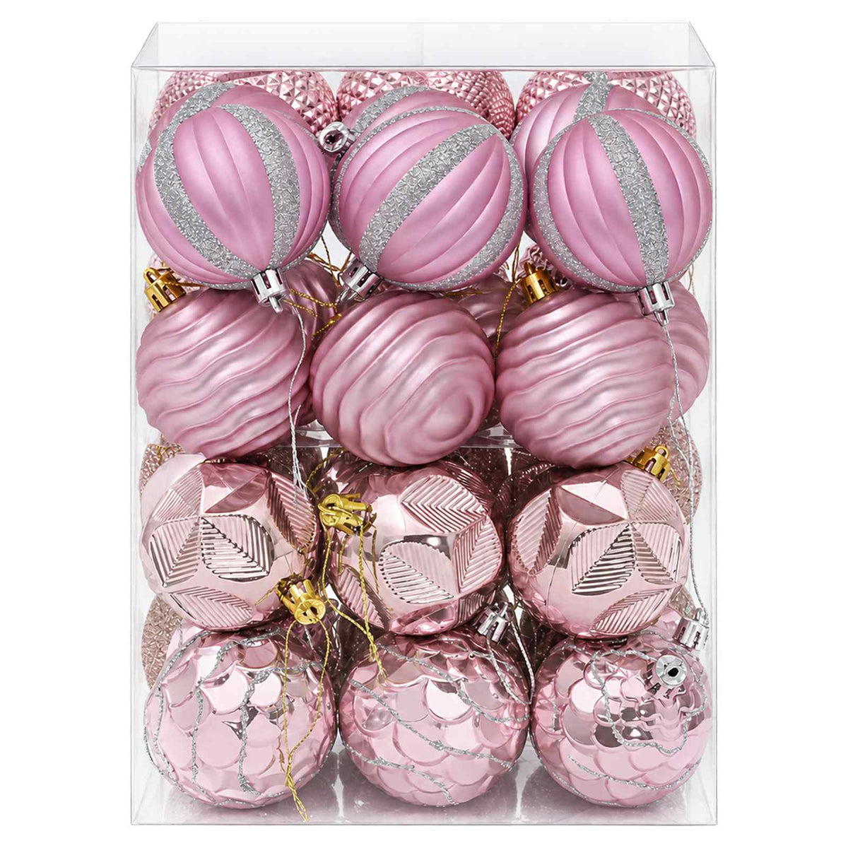 Kalėdų kamuoliukų rinkinys 36 vnt. Rožinė 6 cm Polystirenas