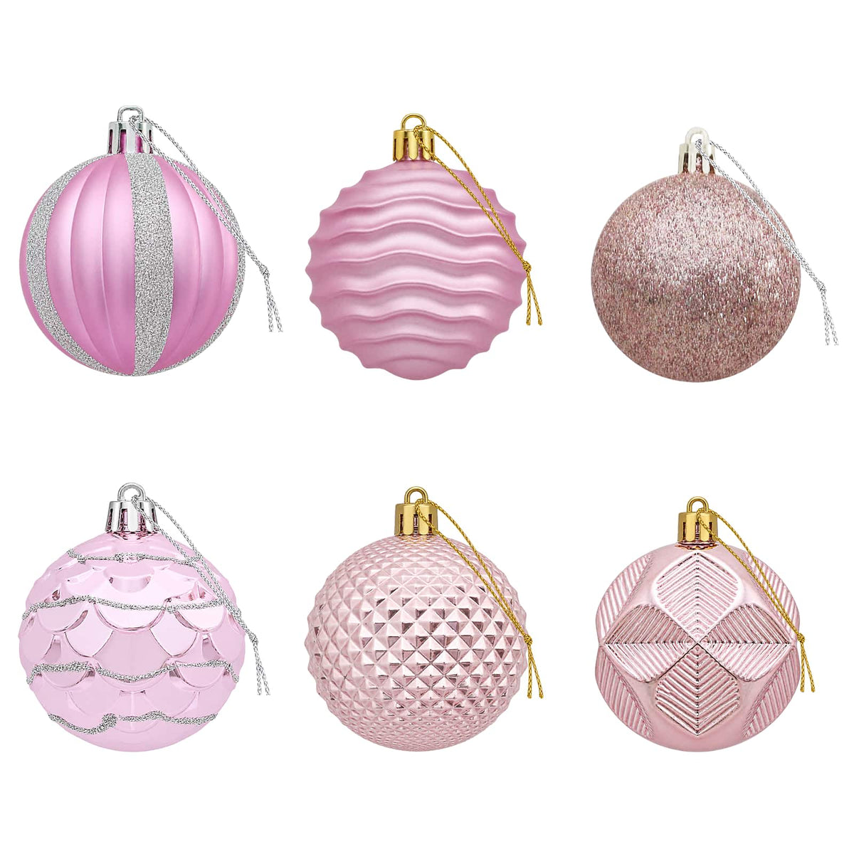 Kalėdų kamuoliukų rinkinys 36 vnt. Rožinė 6 cm Polystirenas
