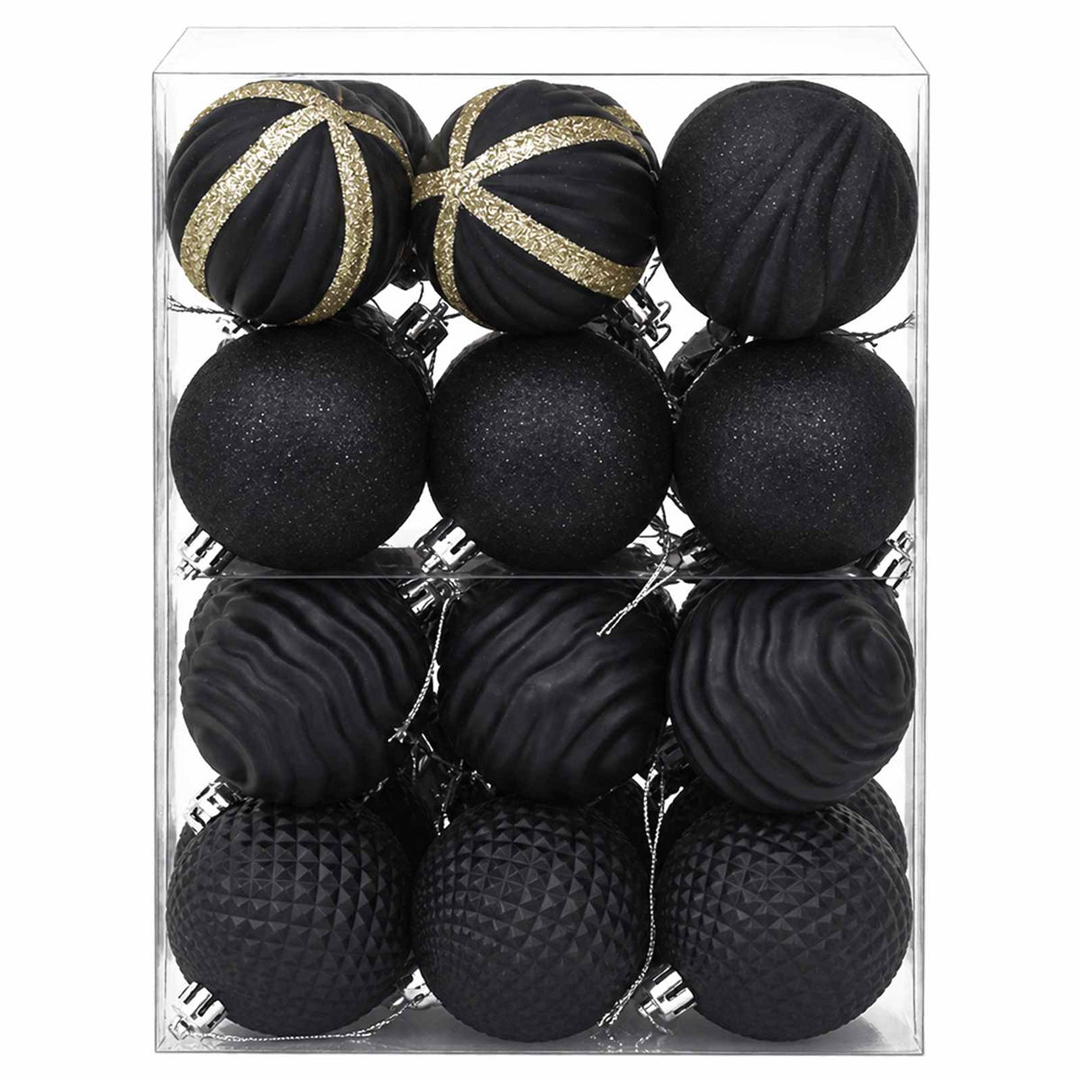 Kalėdų kamuoliukų rinkinys 36 vnt. Juoda 6 cm Polystirenas