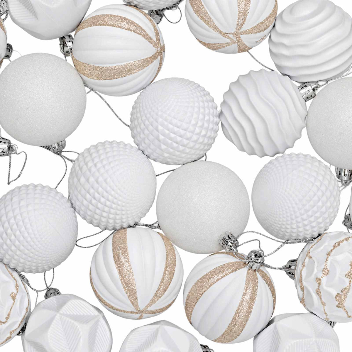 Kalėdų kamuoliukų rinkinys 36 vnt. Balta 6 cm Polystirenas