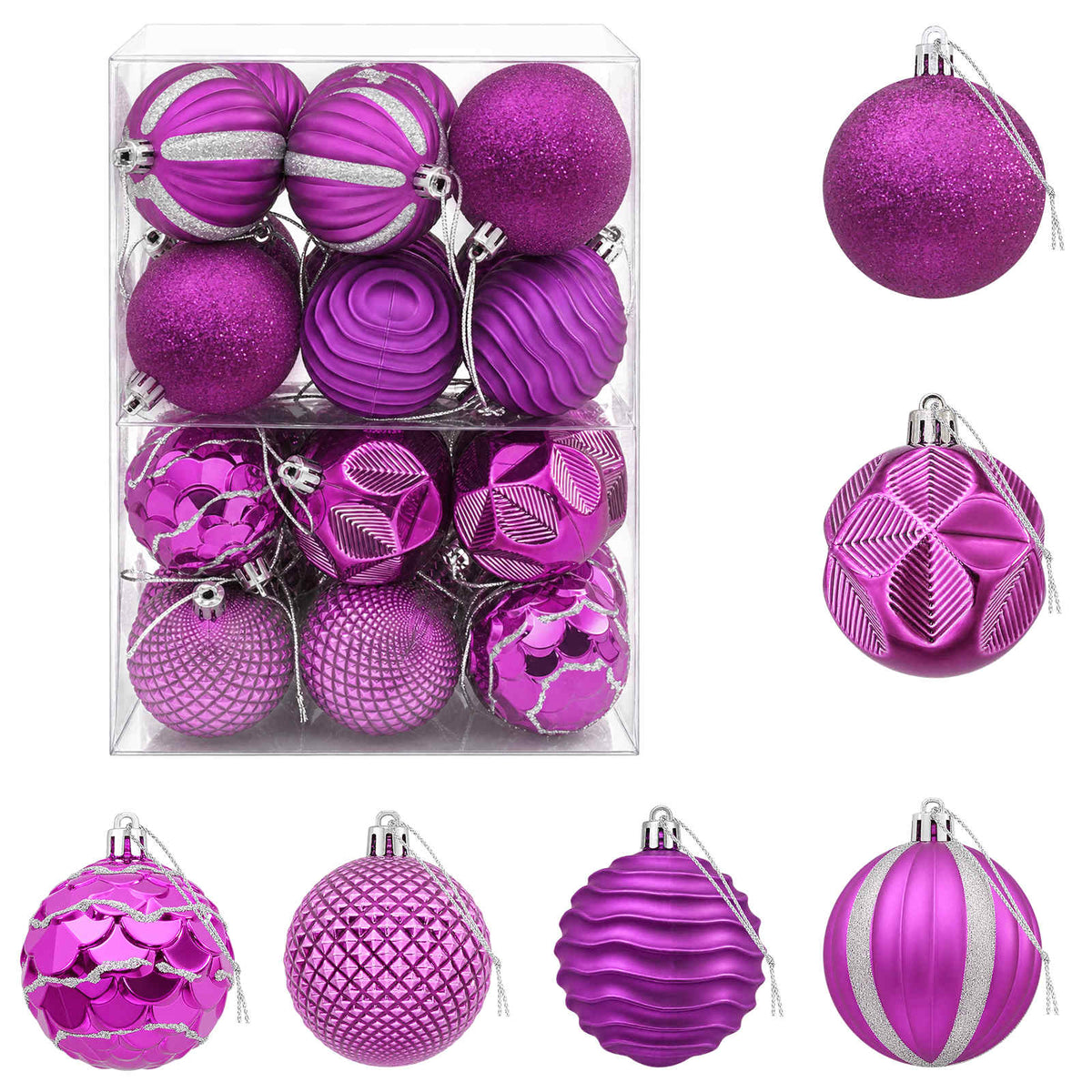 Kalėdų kamuoliukų rinkinys 36 vnt. Alyvos 6 cm Polystirenas