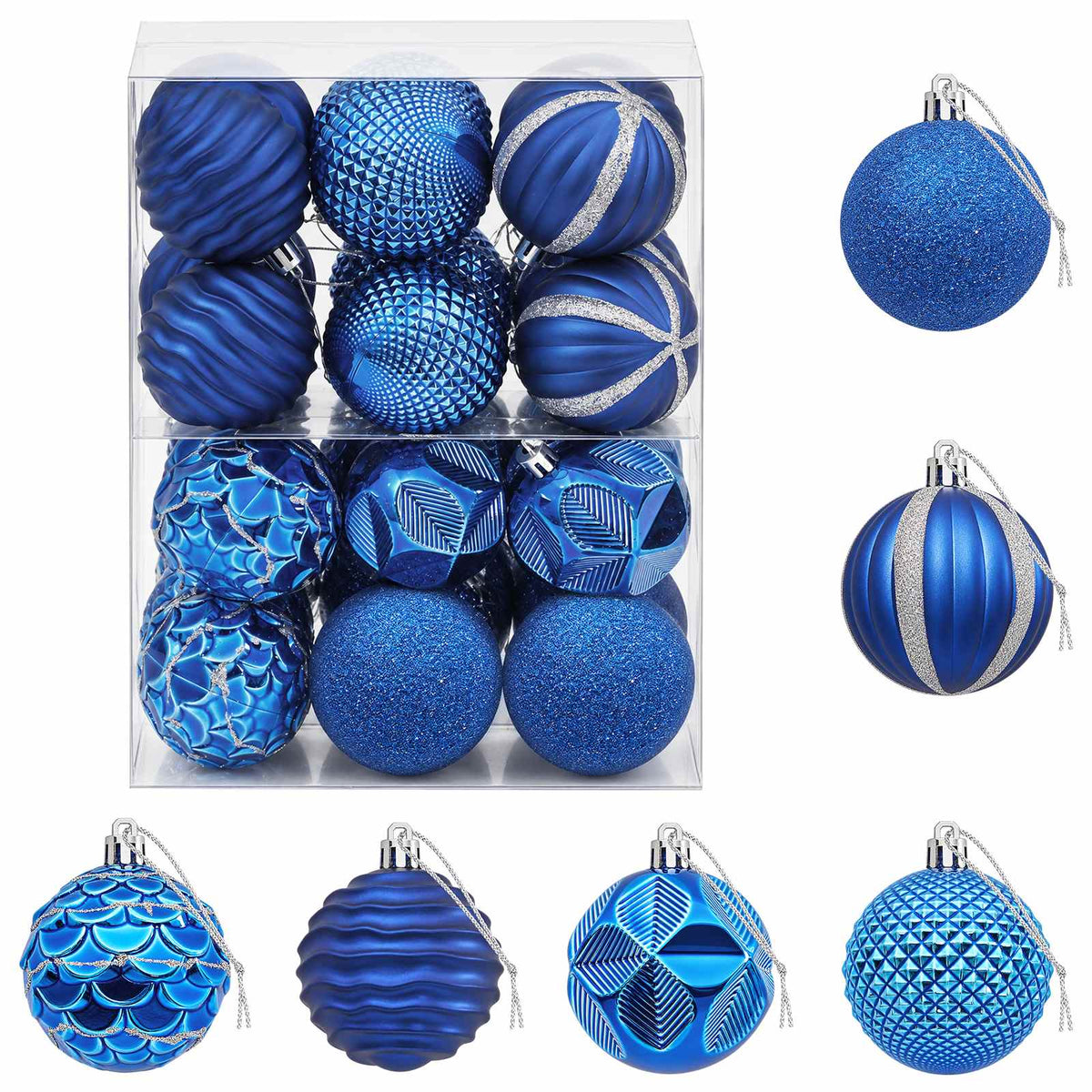 Kalėdų kamuoliukų rinkinys 36 vnt. Mėlyna 6 cm Polystirenas