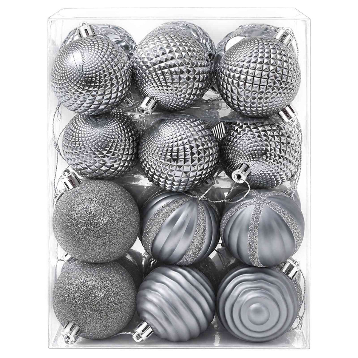 Kalėdų kamuoliukų rinkinys 36 vnt. Pilka 6 cm Polystirenas