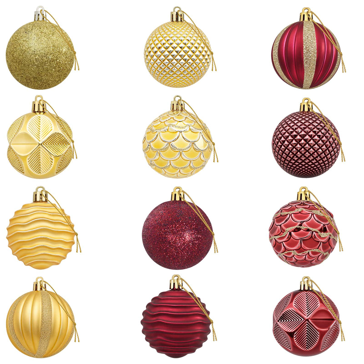 Kalėdų kamuoliukų rinkinys 36 vnt. Auksinė ir vyno raudona 6 cm