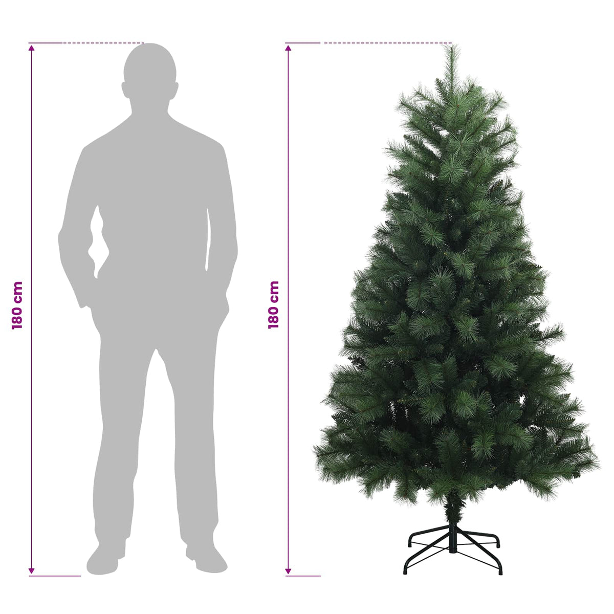 Dirbtinė Sulankstoma Kalėdų Eglutė 180 cm PVC ir metalas Žalia