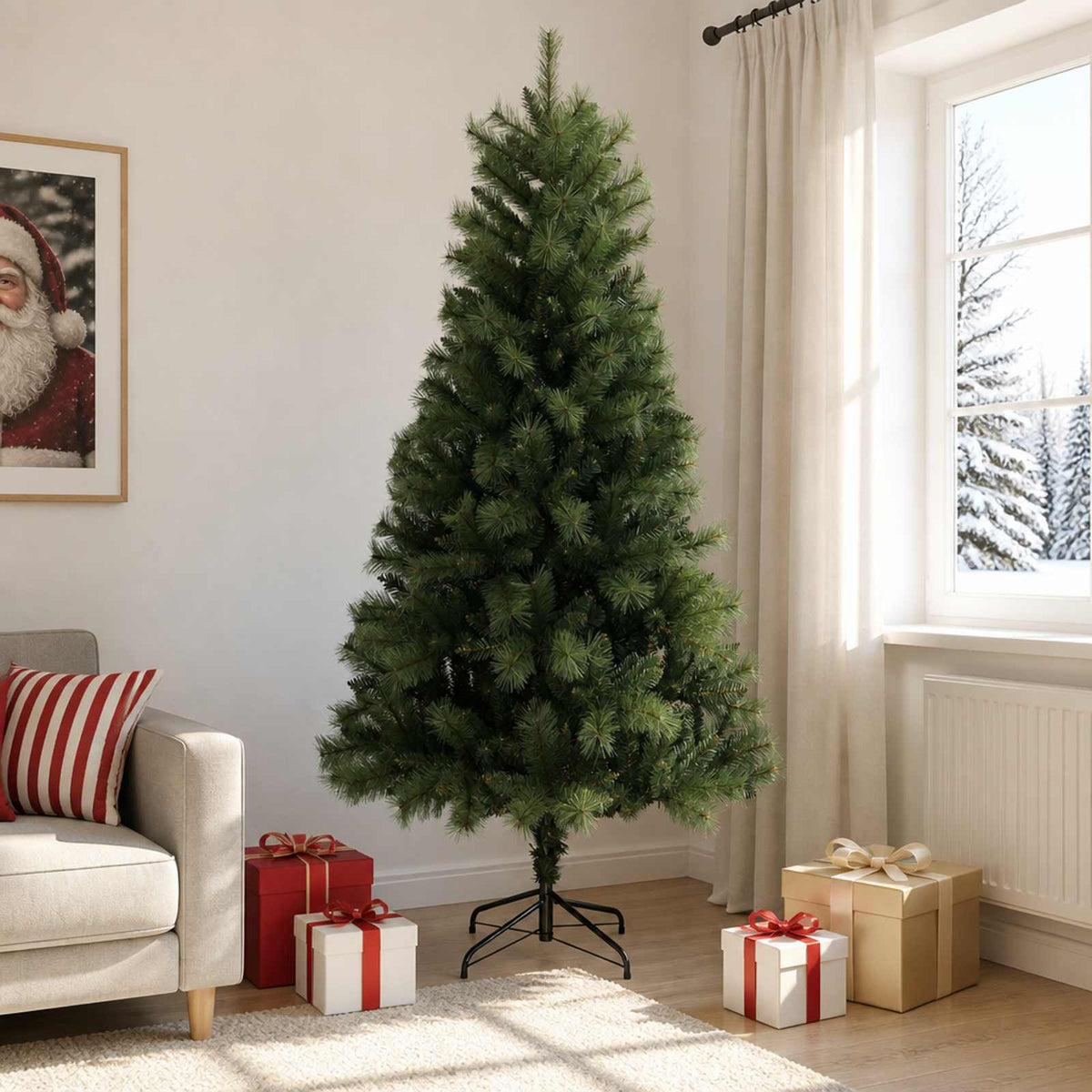 Dirbtinė Sulankstoma Kalėdų Eglutė 210 cm PVC ir metalas Žalia