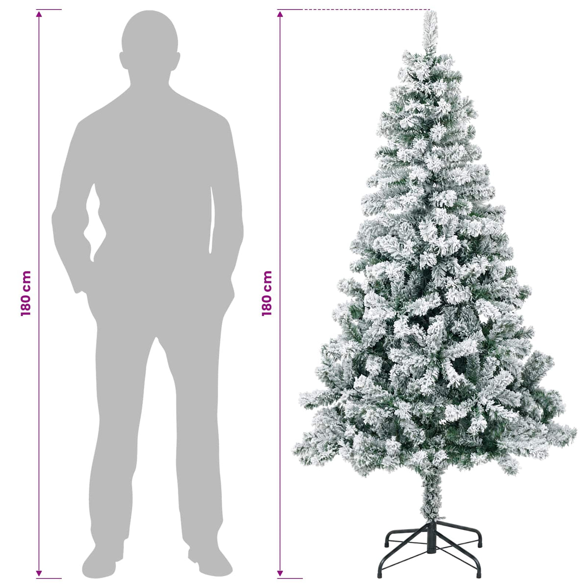 Dirbtinė Kalėdų eglutė 180 cm PVC ir Plienas Žalia ir balta