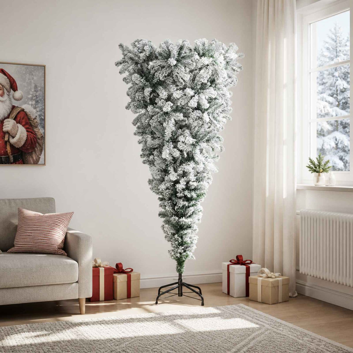 Apversta dirbtinė Kalėdų eglutė 210 cm PVC ir Plienas