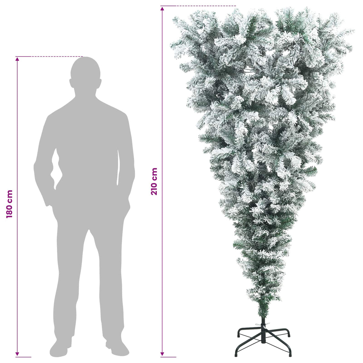 Apversta dirbtinė Kalėdų eglutė 210 cm PVC ir Plienas