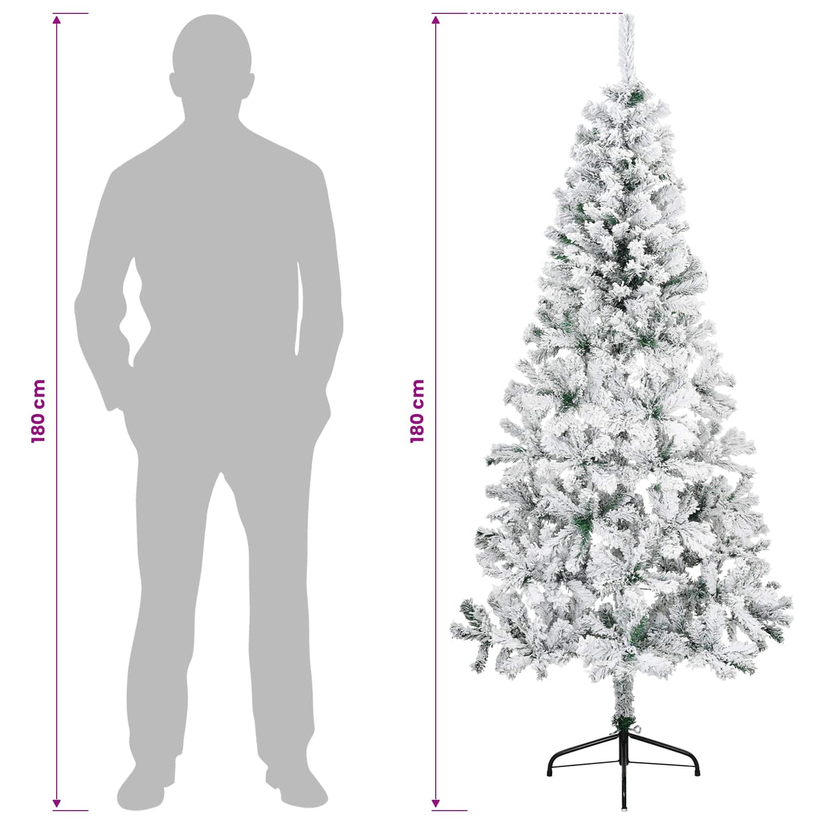 Dirbtinė Kalėdų eglutė 180 cm PVC ir Plienas Žalia ir balta