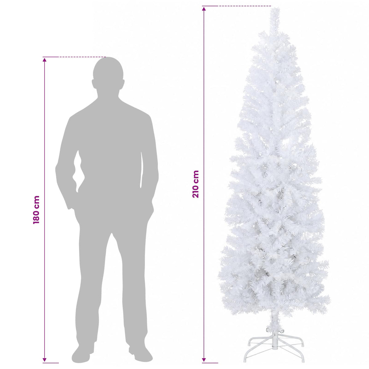 Dirbtinis lieknas Kalėdų medis 210 cm PVC ir Plienas Balta