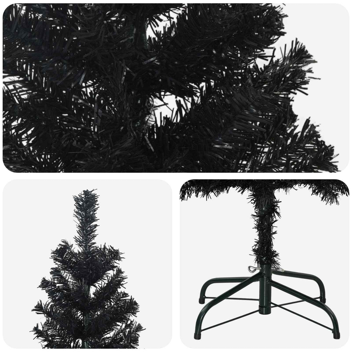 Dirbtinis lieknas Kalėdų medis 210 cm PVC ir Plienas Juoda