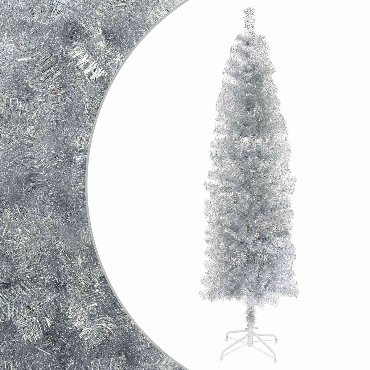 Dirbtinis lieknas Kalėdų medis 210 cm PVC ir Plienas Sidabrinė