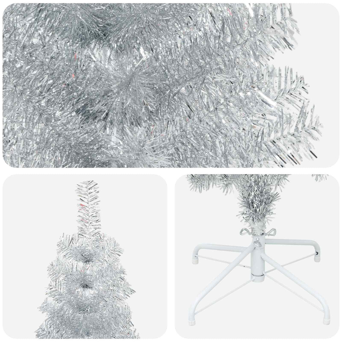 Dirbtinis lieknas Kalėdų medis 240 cm PVC ir Plienas Sidabrinė