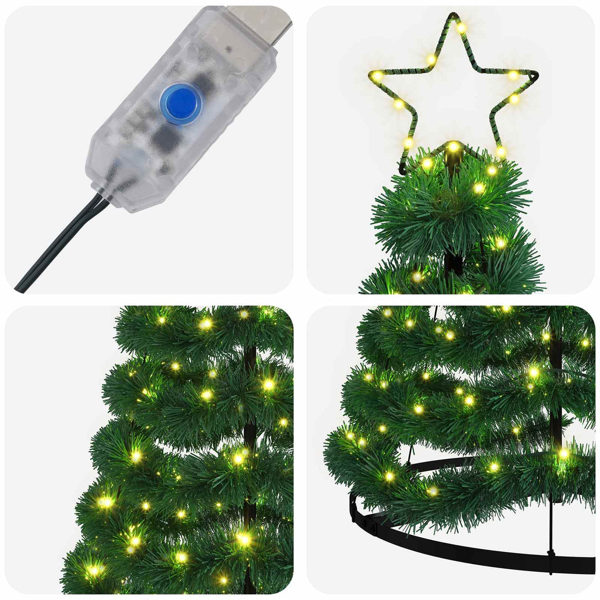 LED blizganti kalėdinė eglutė su pagrindu EKENAS 180 cm 220 LED