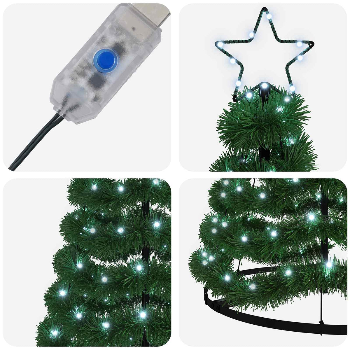 LED blizganti kalėdinė eglutė su pagrindu EKENAS 180 cm 220 LED