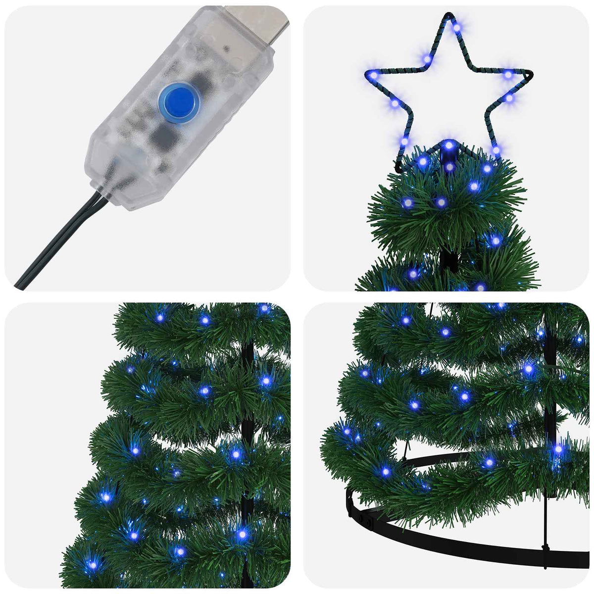 LED blizganti kalėdinė eglutė su pagrindu EKENAS 180 cm 220 LED