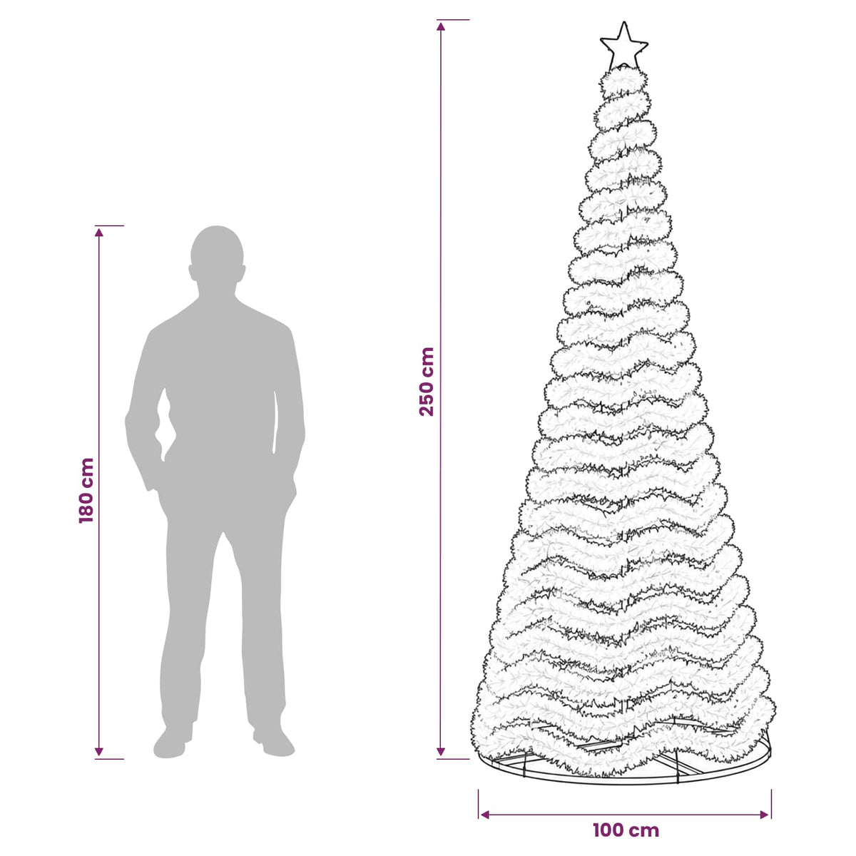 LED blizganti kalėdinė eglutė su pagrindu EKENAS 250 cm 370 LED